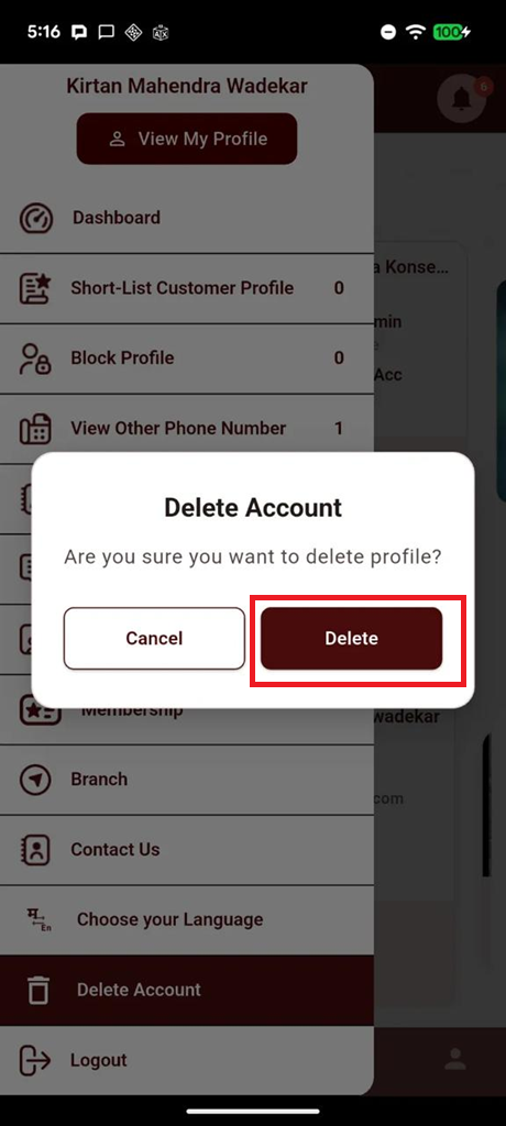 Confirm Delete